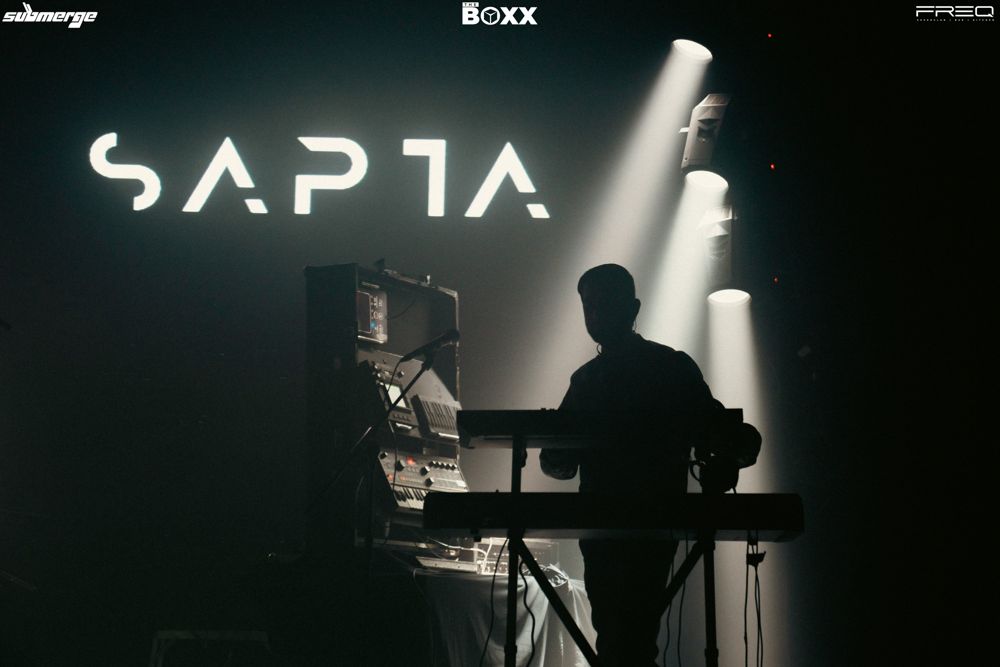 Sapta live, solo rig under white light